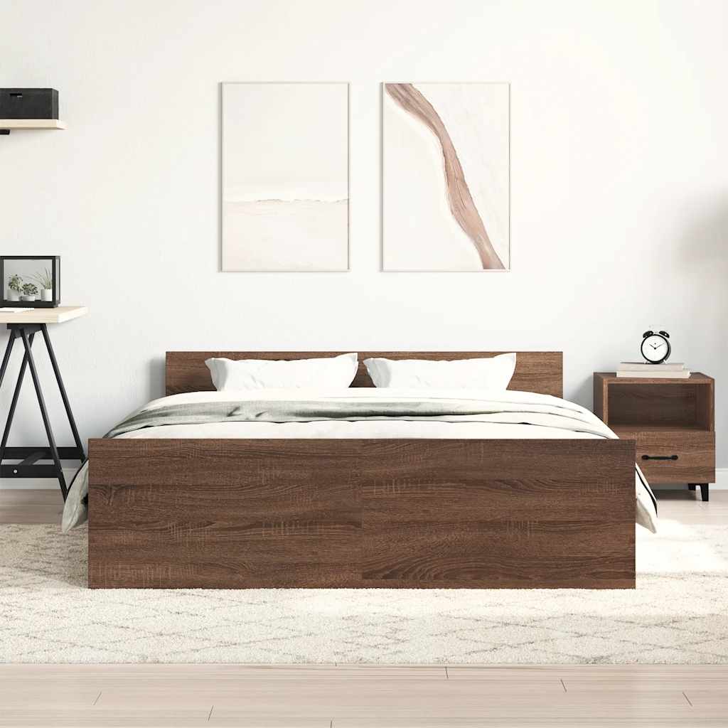 vidaXL Bed Frame without Mattress Brown Oak 140x190 cm