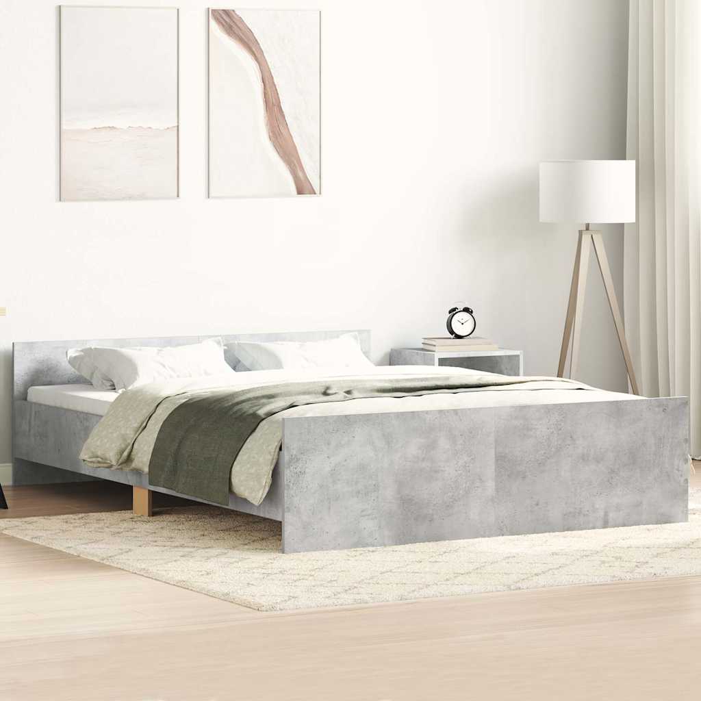 vidaXL Bed Frame without Mattress Concrete Grey 135x190 cm