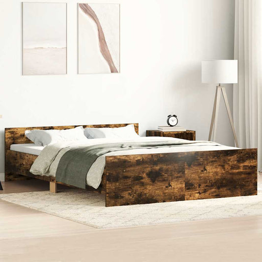 vidaXL Bed Frame without Mattress Smoked Oak 135x190 cm
