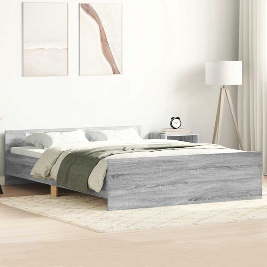 vidaXL Bed Frame without Mattress Grey Sonoma 135x190 cm