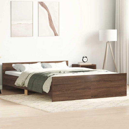 vidaXL Bed Frame without Mattress Brown Oak 135x190 cm