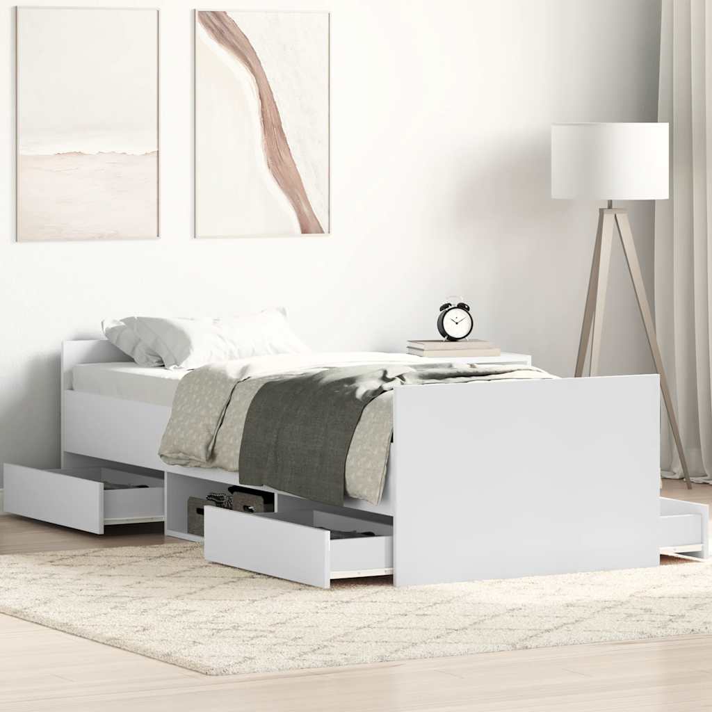 vidaXL Bed Frame without Mattress White 100x200 cm