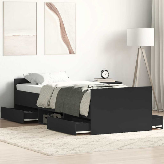 vidaXL Bed Frame without Mattress Black 100x200 cm