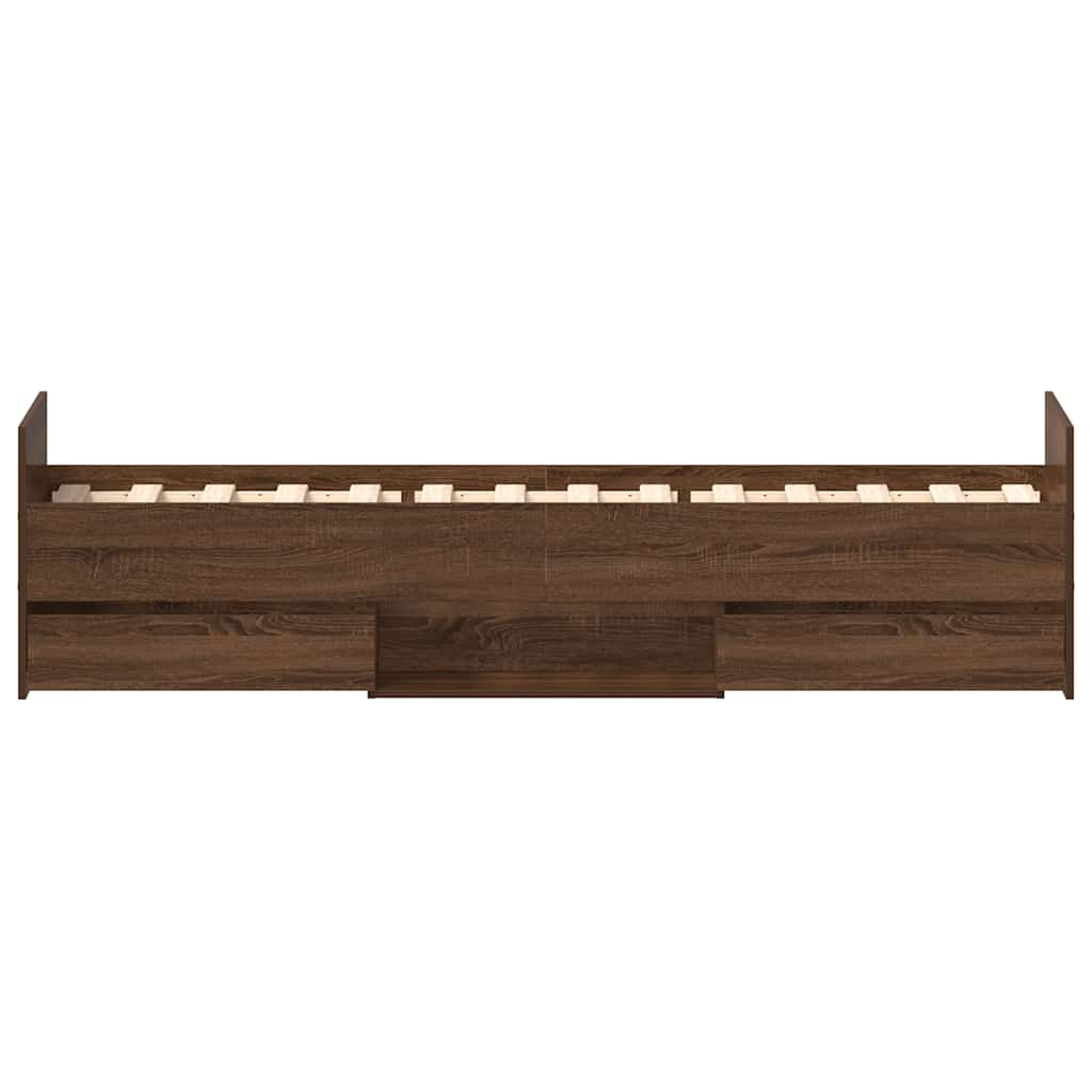 vidaXL Bed Frame without Mattress Brown Oak 100x200 cm