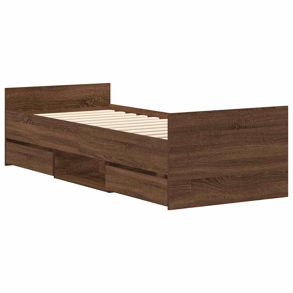 vidaXL Bed Frame without Mattress Brown Oak 100x200 cm