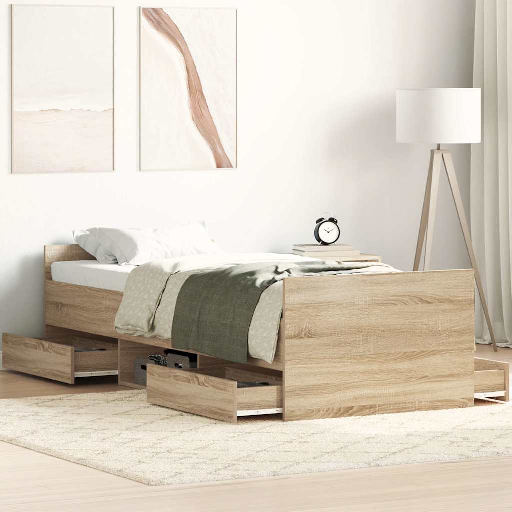 vidaXL Bed Frame without Mattress Sonoma Oak 90x200 cm