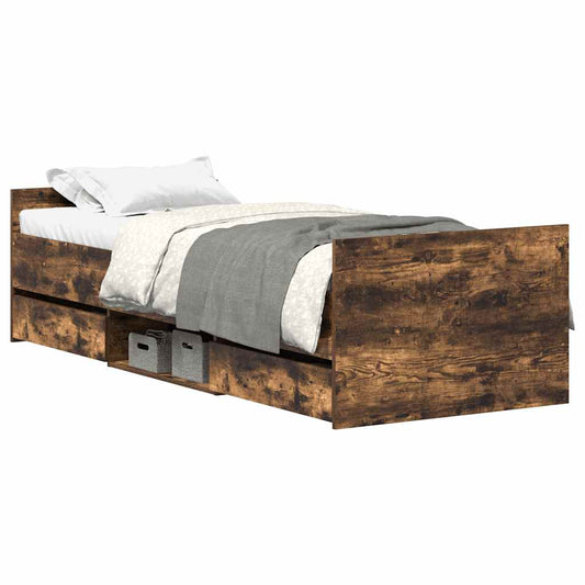 vidaXL Bed Frame without Mattress Smoked Oak 90x200 cm