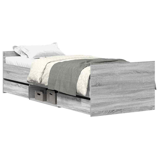 vidaXL Bed Frame without Mattress Grey Sonoma 90x200 cm
