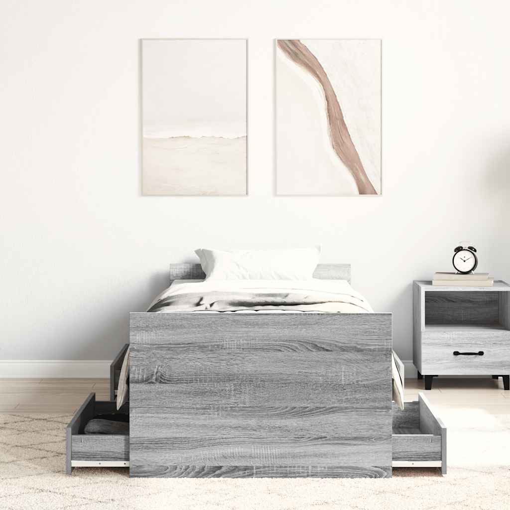 vidaXL Bed Frame without Mattress Grey Sonoma 90x200 cm