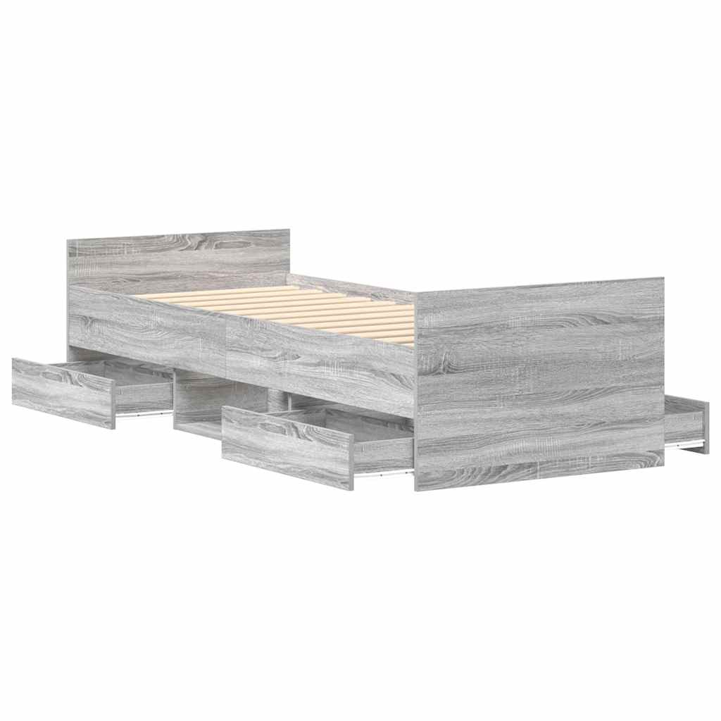 vidaXL Bed Frame without Mattress Grey Sonoma 90x200 cm