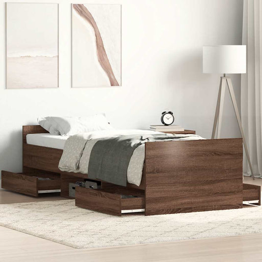vidaXL Bed Frame without Mattress Brown Oak 90x200 cm