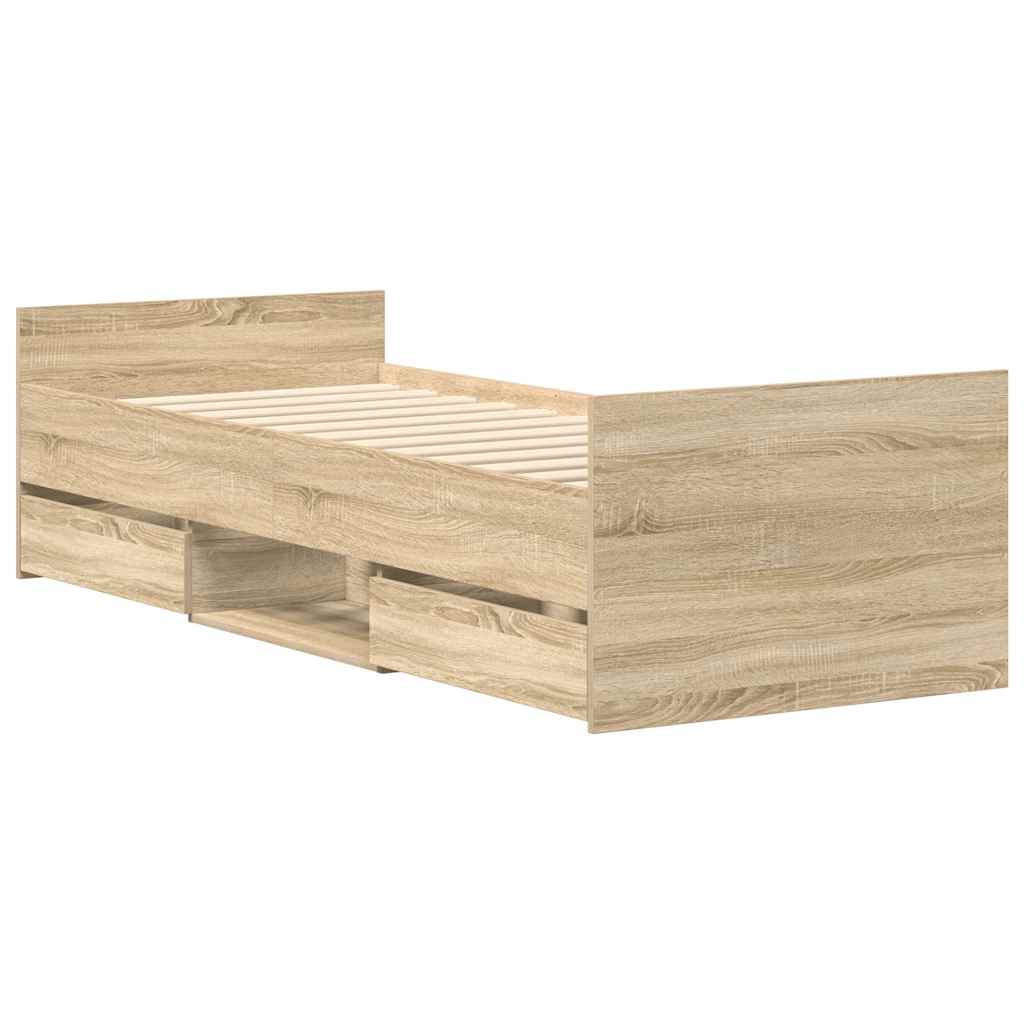 vidaXL Bed Frame without Mattress Sonoma Oak 90x190 cm Single