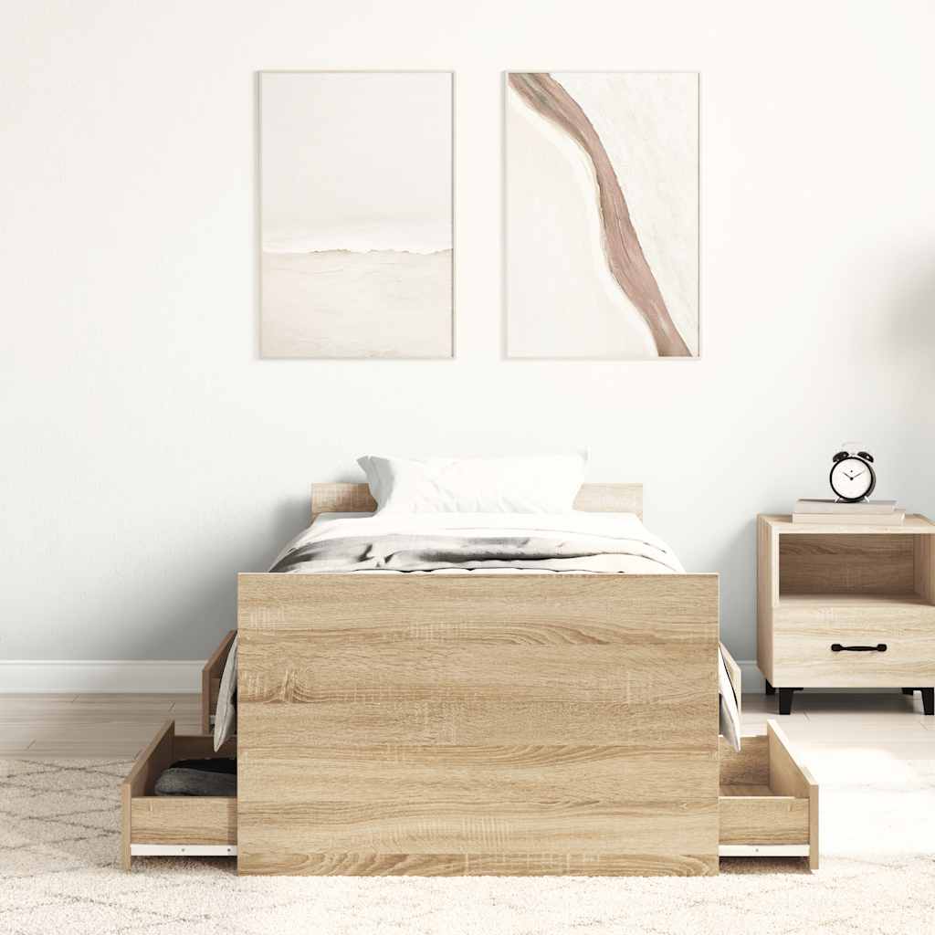 vidaXL Bed Frame without Mattress Sonoma Oak 90x190 cm Single