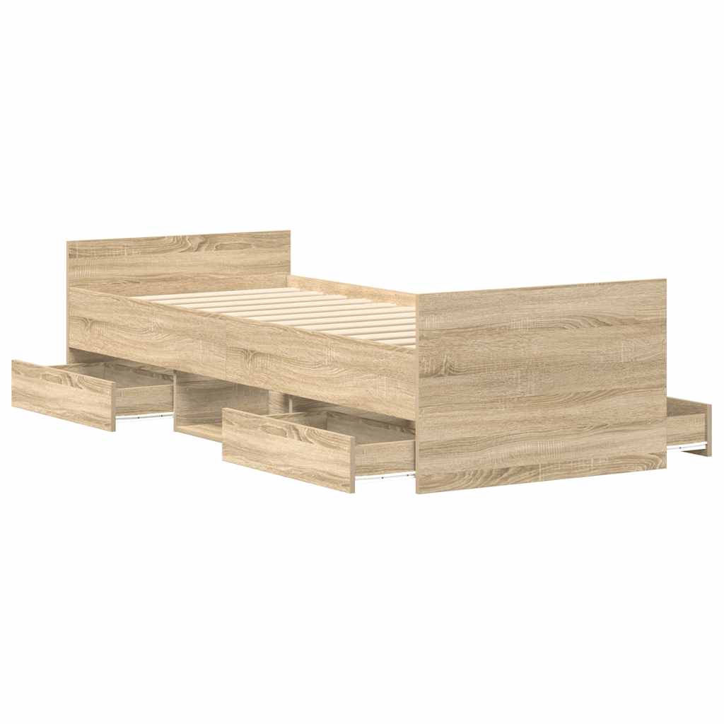 vidaXL Bed Frame without Mattress Sonoma Oak 90x190 cm Single