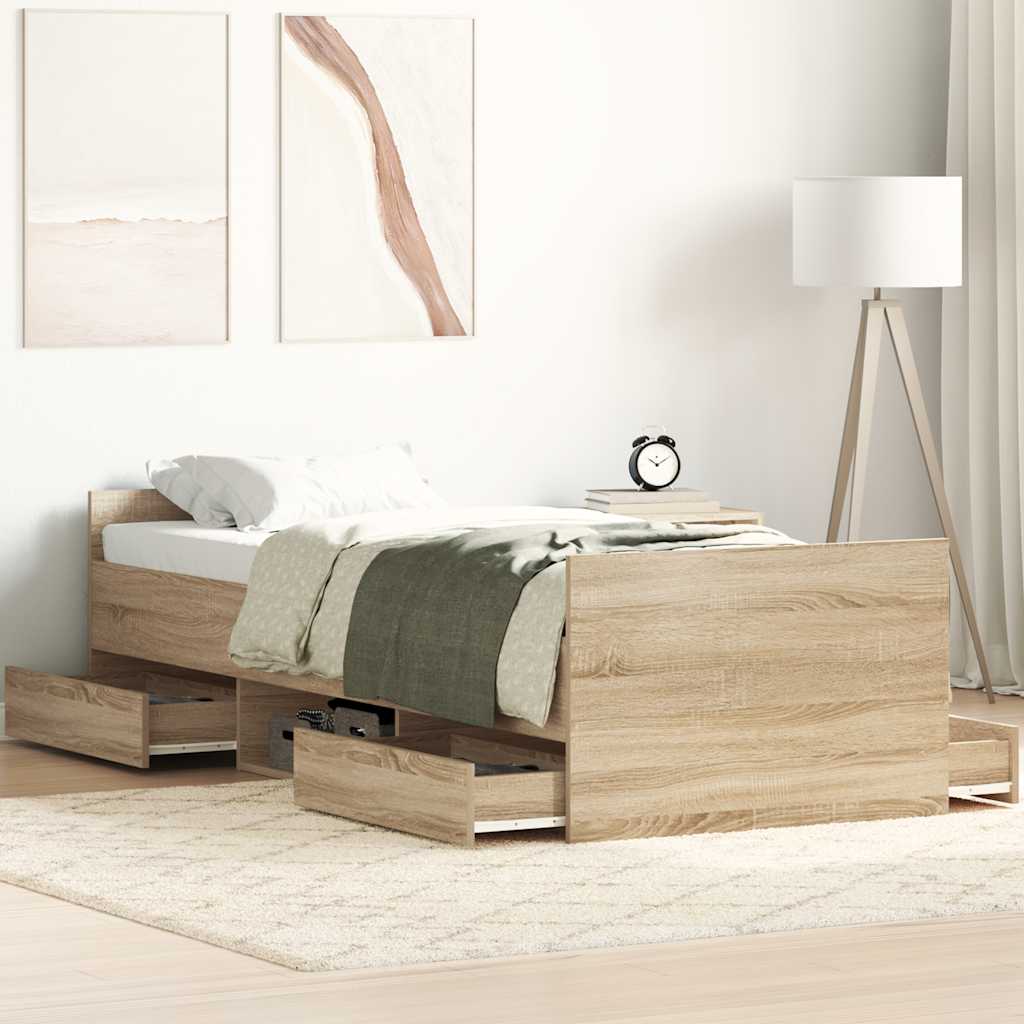 vidaXL Bed Frame without Mattress Sonoma Oak 90x190 cm Single