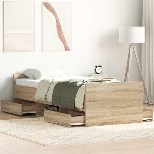 vidaXL Bed Frame without Mattress Sonoma Oak 90x190 cm Single