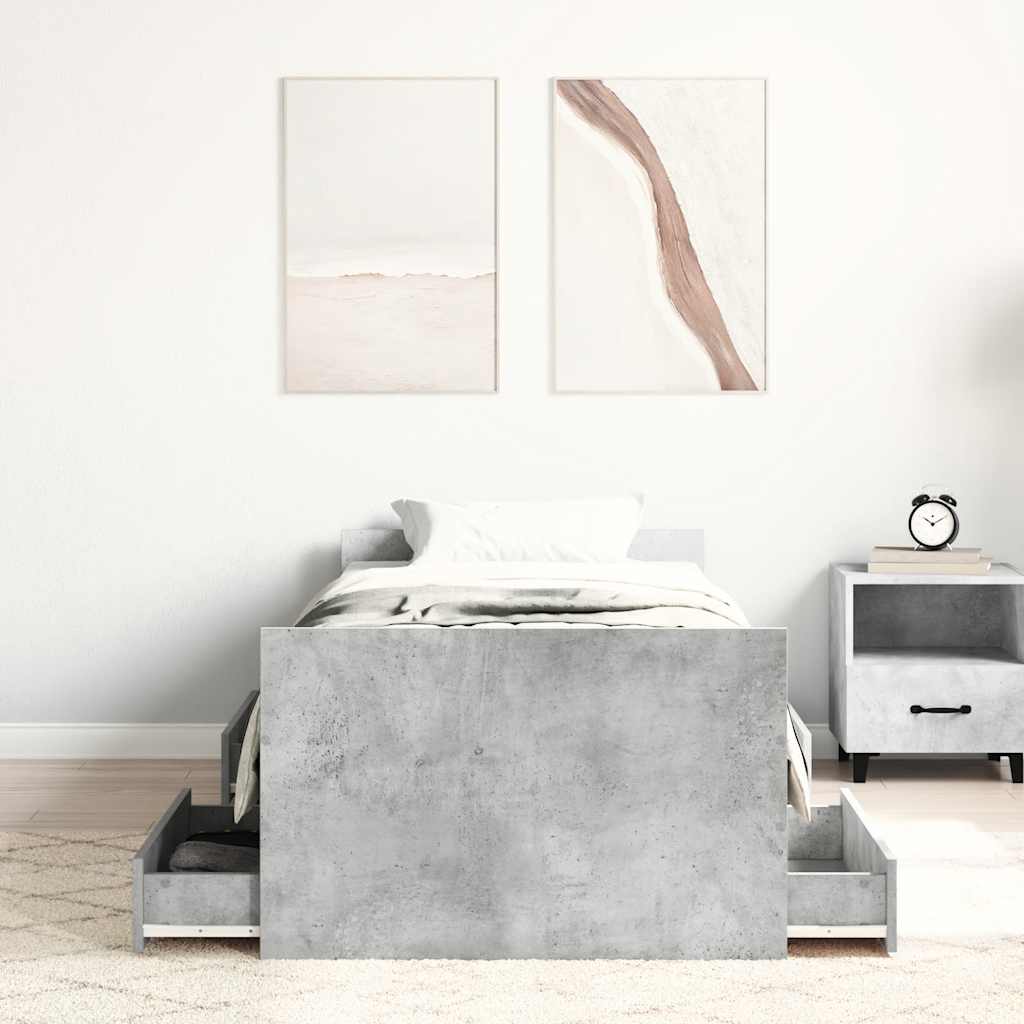vidaXL Bed Frame without Mattress Concrete Grey 90x190 cm Single