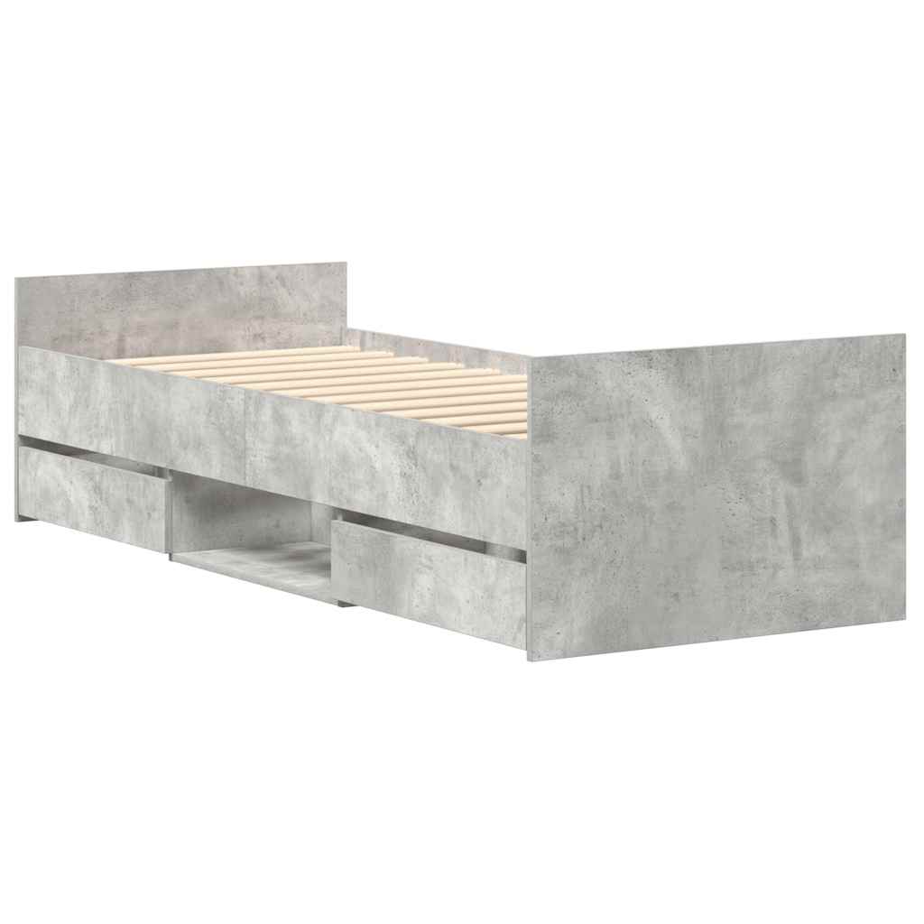 vidaXL Bed Frame without Mattress Concrete Grey 90x190 cm Single