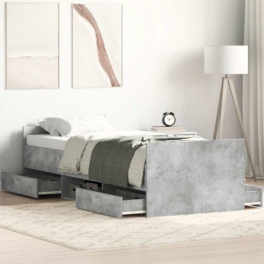 vidaXL Bed Frame without Mattress Concrete Grey 90x190 cm Single