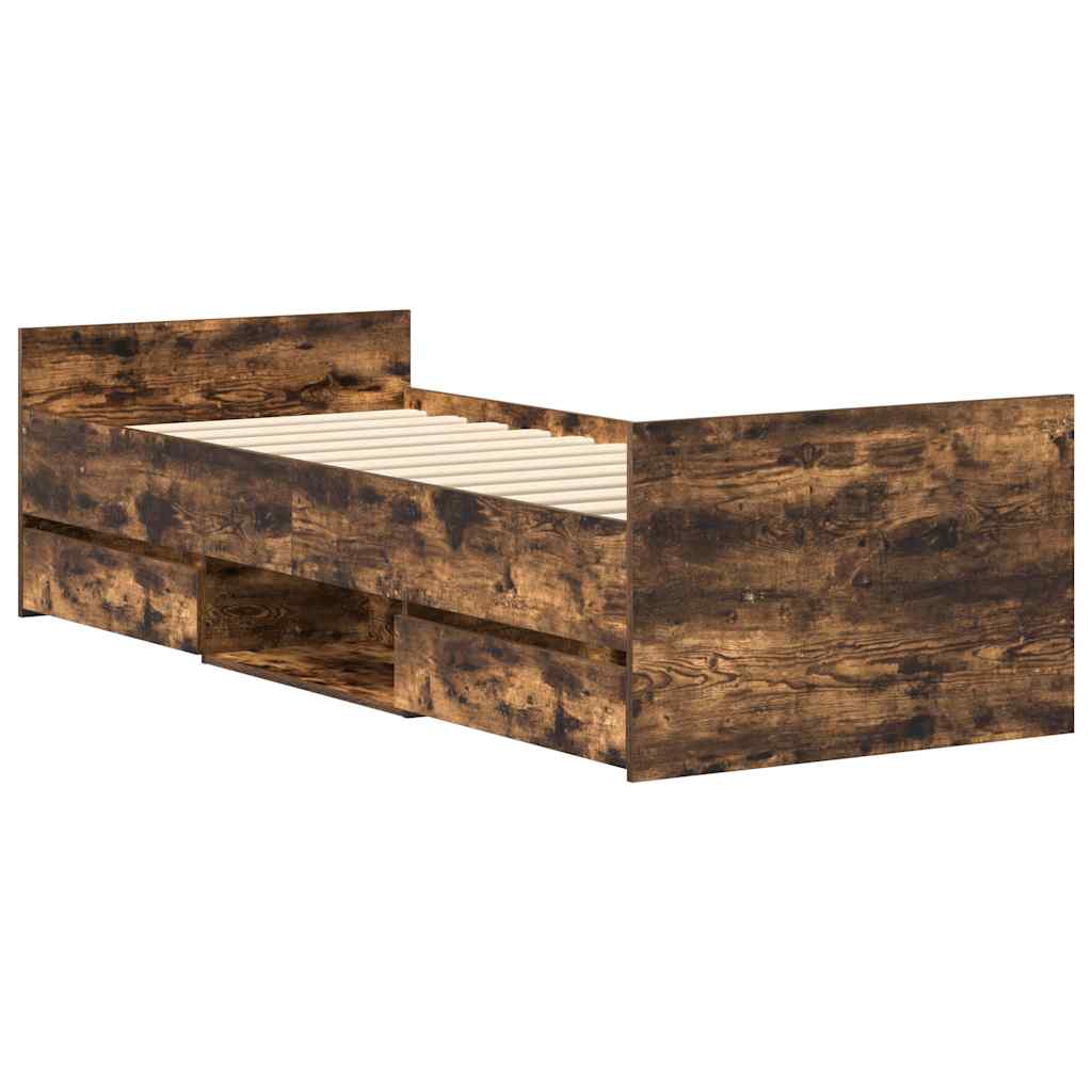 vidaXL Bed Frame without Mattress Smoked Oak 90x190 cm Single