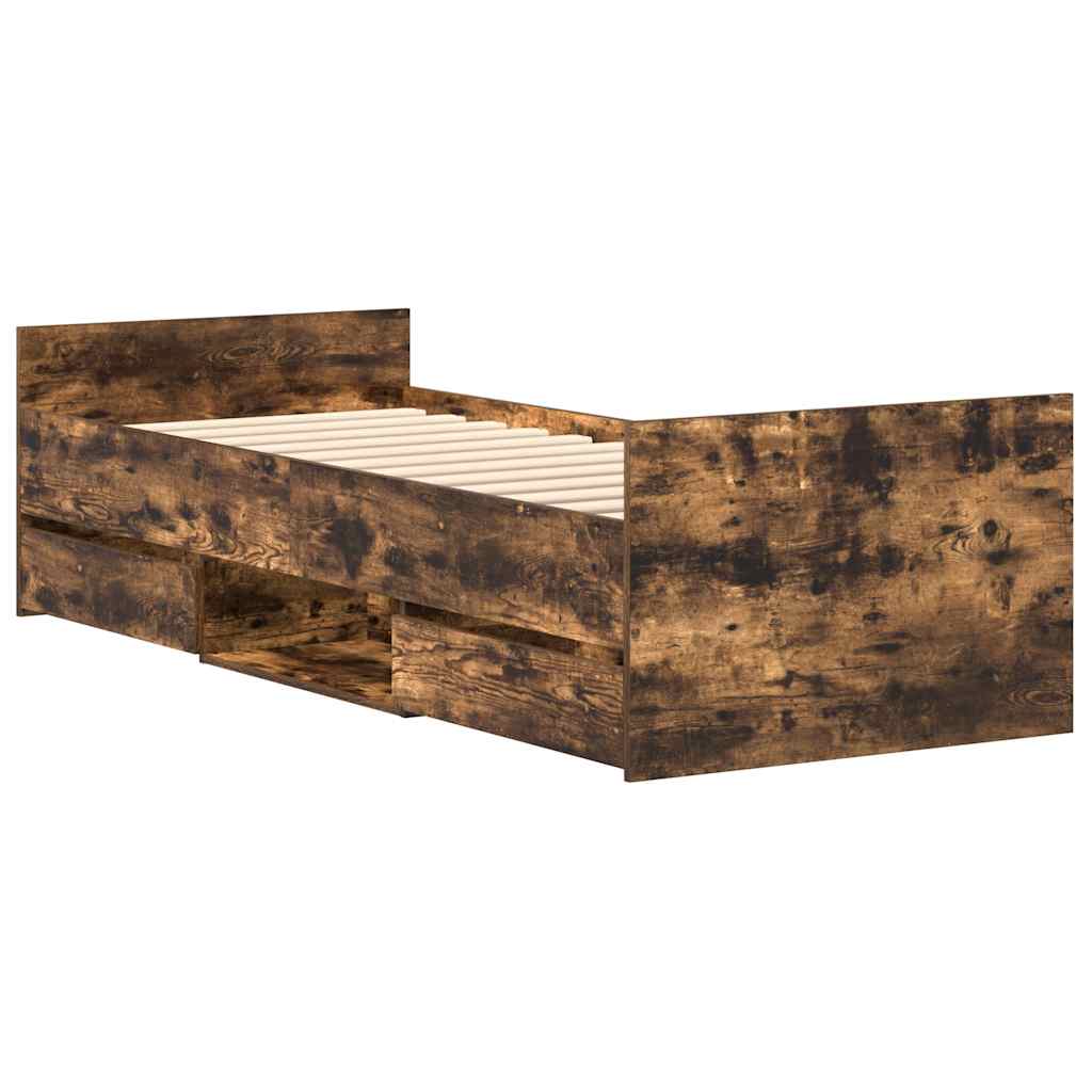 vidaXL Bed Frame without Mattress Smoked Oak 90x190 cm Single
