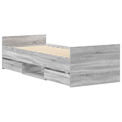 vidaXL Bed Frame without Mattress Grey Sonoma 90x190 cm Single
