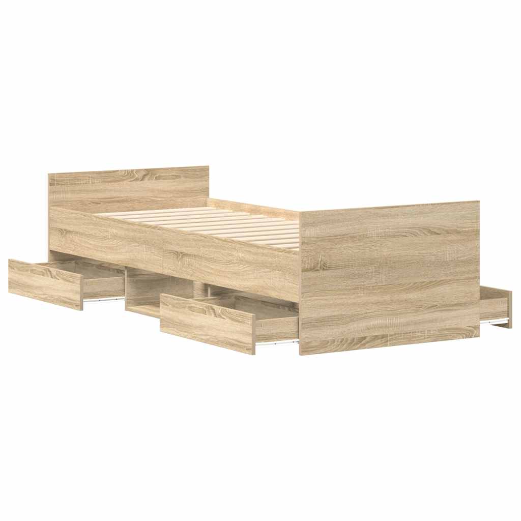 vidaXL Bed Frame without Mattress Sonoma Oak 75x190 cm Small Single