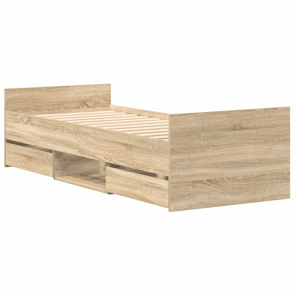 vidaXL Bed Frame without Mattress Sonoma Oak 75x190 cm Small Single