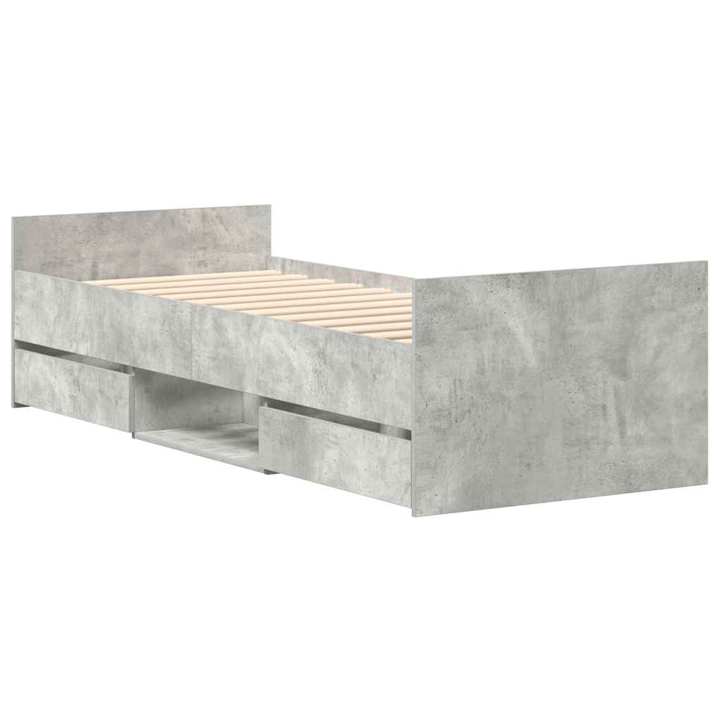 vidaXL Bed Frame without Mattress Concrete Grey 75x190 cm Small Single