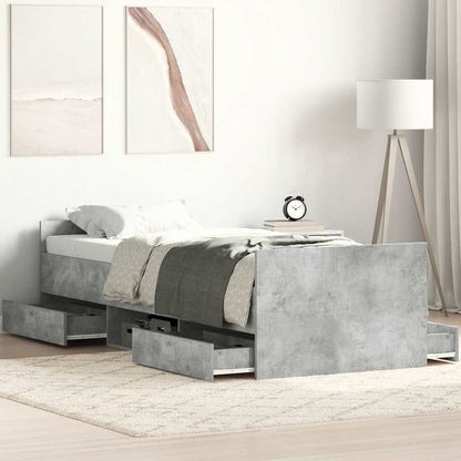 vidaXL Bed Frame without Mattress Concrete Grey 75x190 cm Small Single