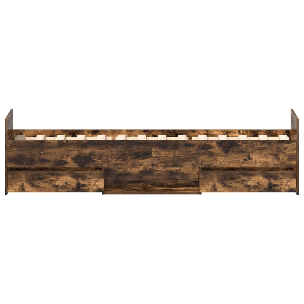 vidaXL Bed Frame without Mattress Smoked Oak 75x190 cm Small Single