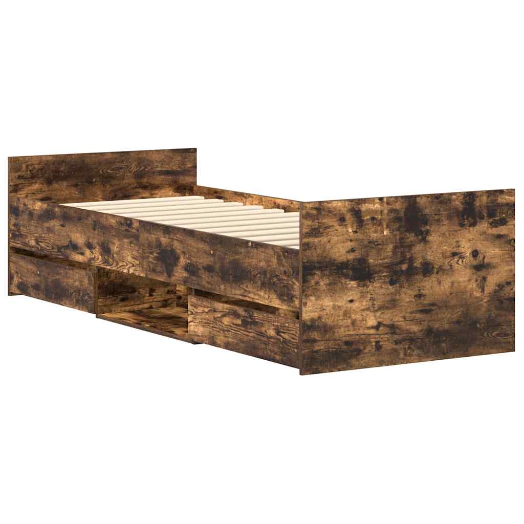 vidaXL Bed Frame without Mattress Smoked Oak 75x190 cm Small Single