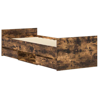 vidaXL Bed Frame without Mattress Smoked Oak 75x190 cm Small Single