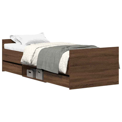 vidaXL Bed Frame without Mattress Brown Oak 75x190 cm Small Single