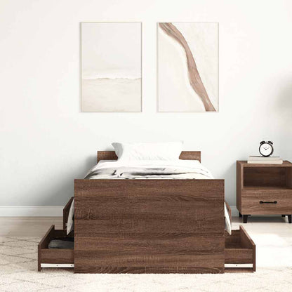 vidaXL Bed Frame without Mattress Brown Oak 75x190 cm Small Single