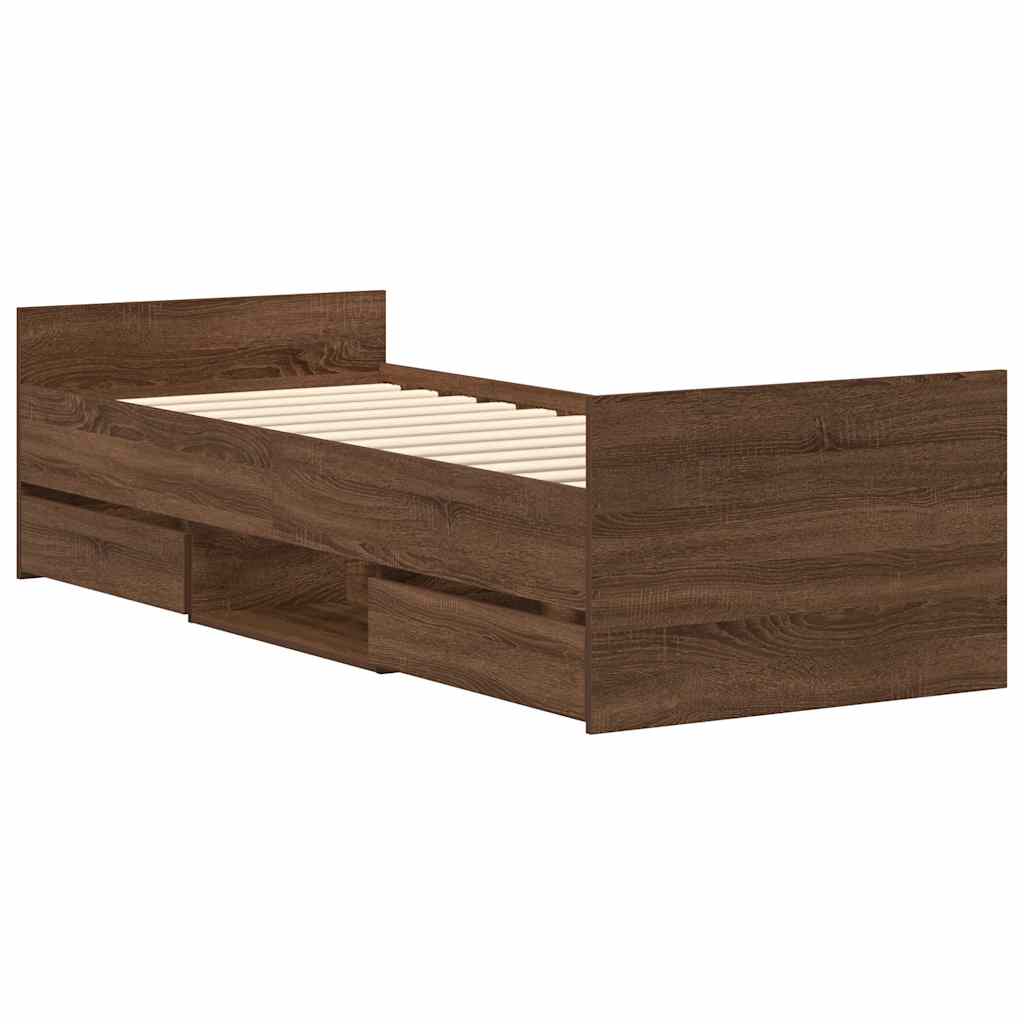 vidaXL Bed Frame without Mattress Brown Oak 75x190 cm Small Single