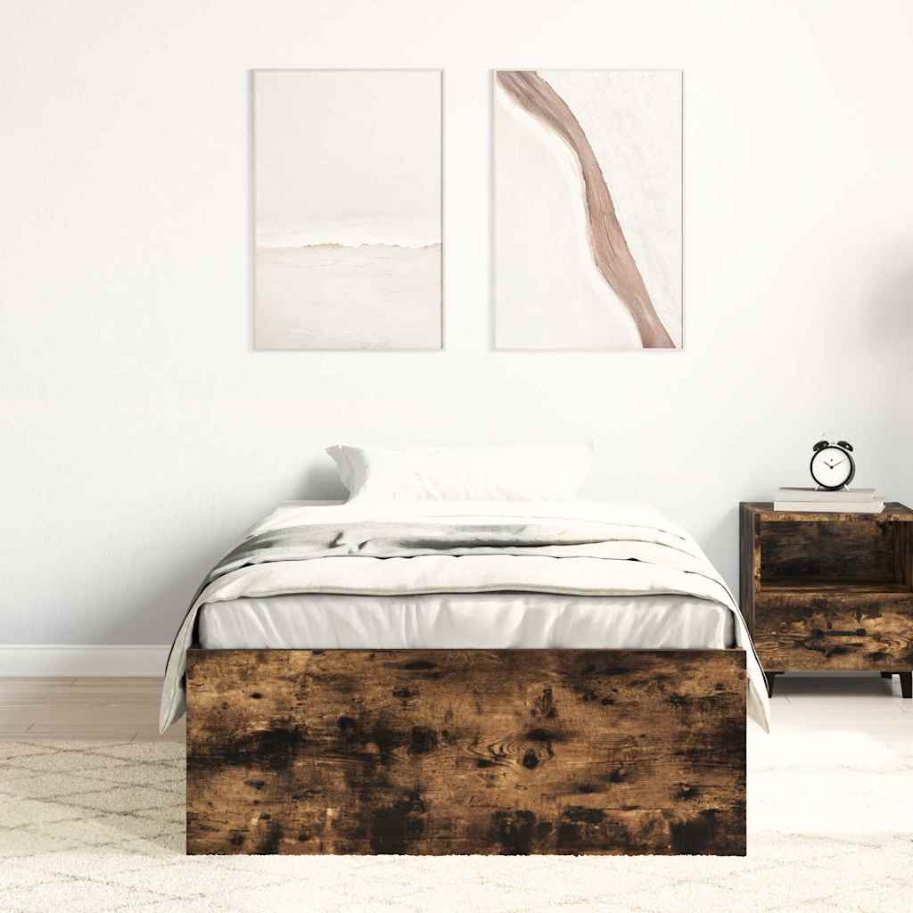 vidaXL Bed Frame without Mattress Smoked Oak 90x200 cm