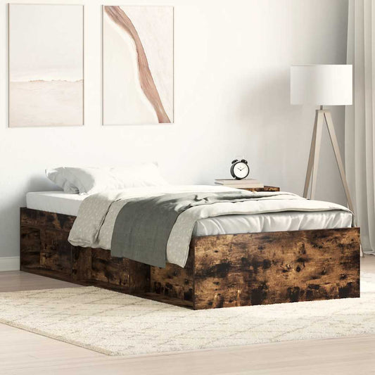 vidaXL Bed Frame without Mattress Smoked Oak 90x200 cm