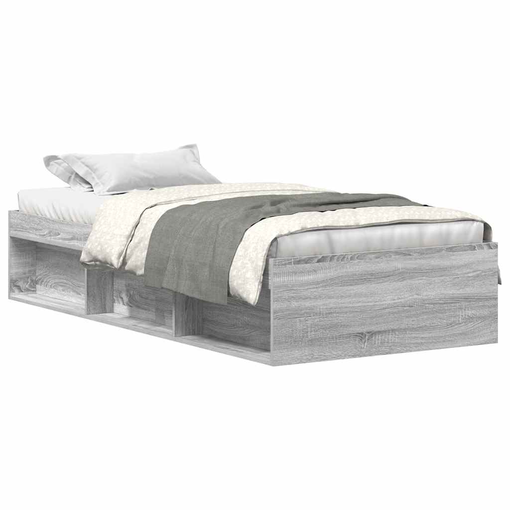 vidaXL Bed Frame without Mattress Grey Sonoma 90x200 cm