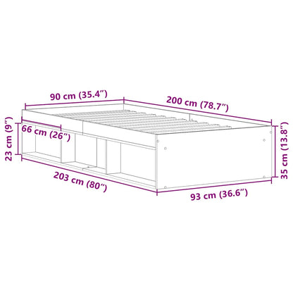 vidaXL Bed Frame without Mattress Brown Oak 90x200 cm