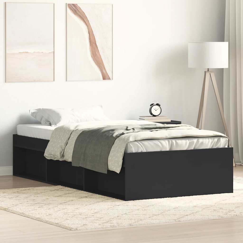 vidaXL Bed Frame without Mattress Black 100x200 cm