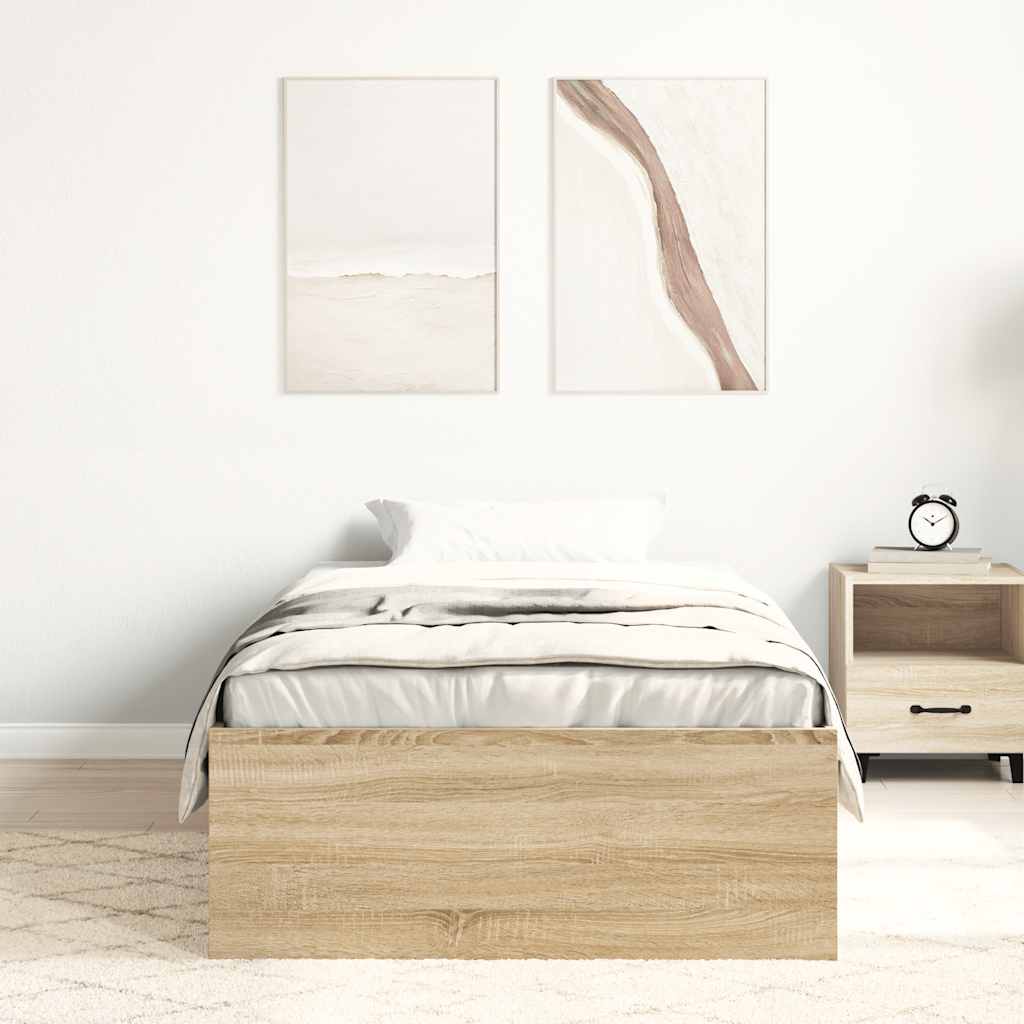 vidaXL Bed Frame without Mattress Sonoma Oak 100x200 cm