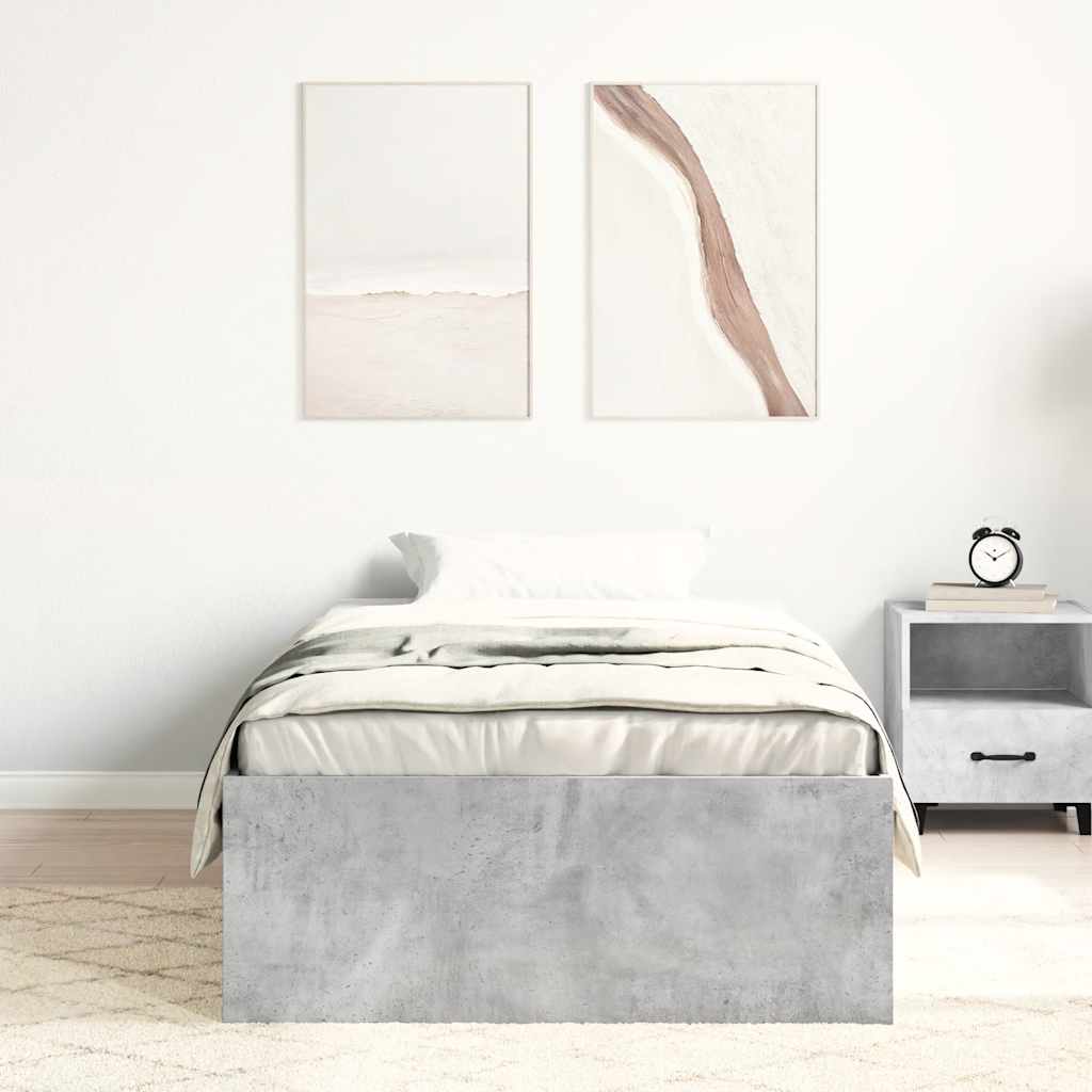 vidaXL Bed Frame without Mattress Concrete Grey 100x200 cm