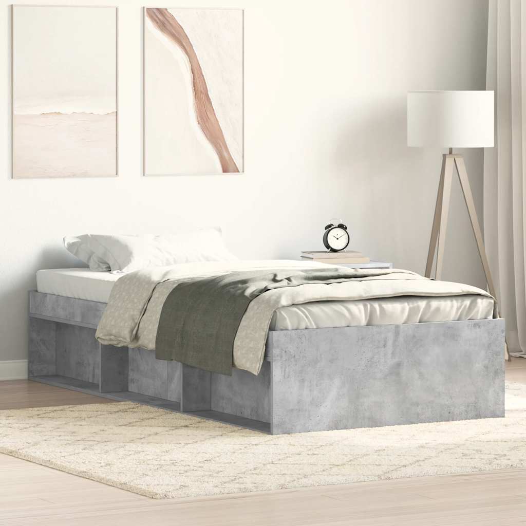 vidaXL Bed Frame without Mattress Concrete Grey 100x200 cm