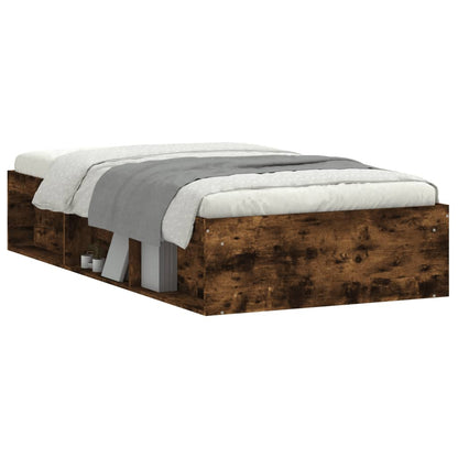 vidaXL Bed Frame without Mattress Smoked Oak 100x200 cm