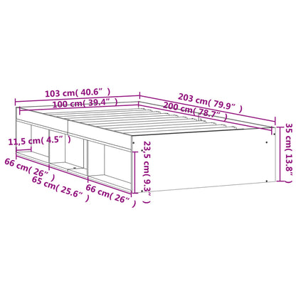 vidaXL Bed Frame without Mattress Smoked Oak 100x200 cm