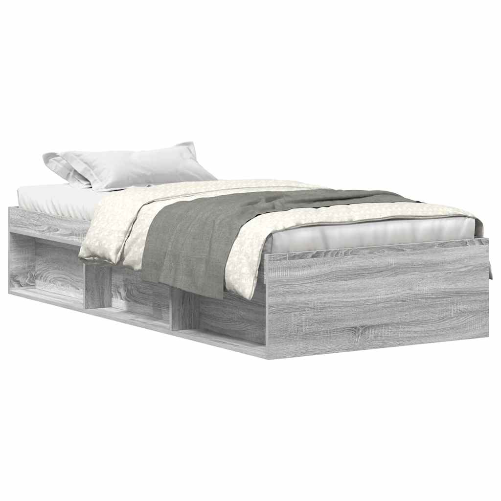 vidaXL Bed Frame without Mattress Grey Sonoma 100x200 cm