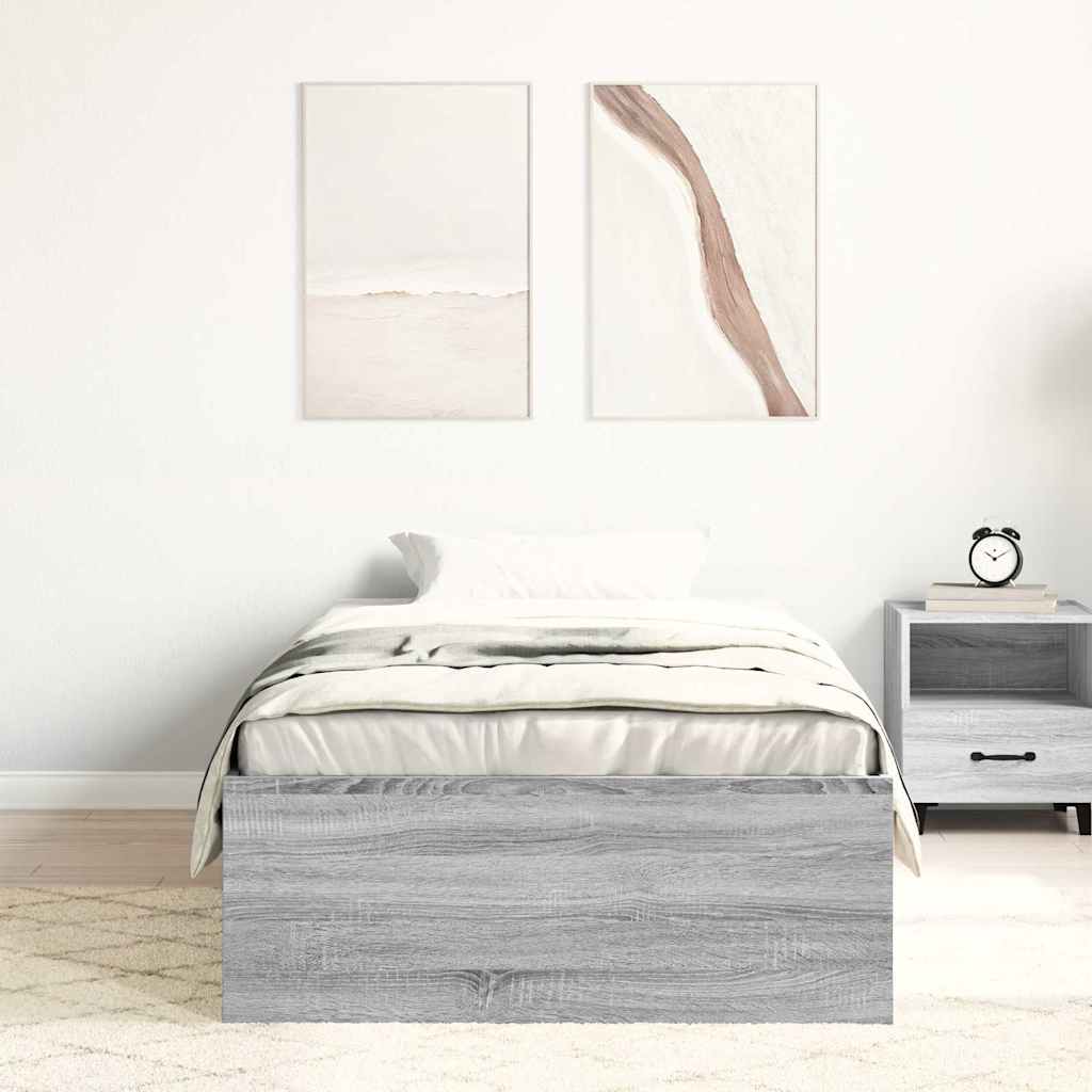 vidaXL Bed Frame without Mattress Grey Sonoma 100x200 cm