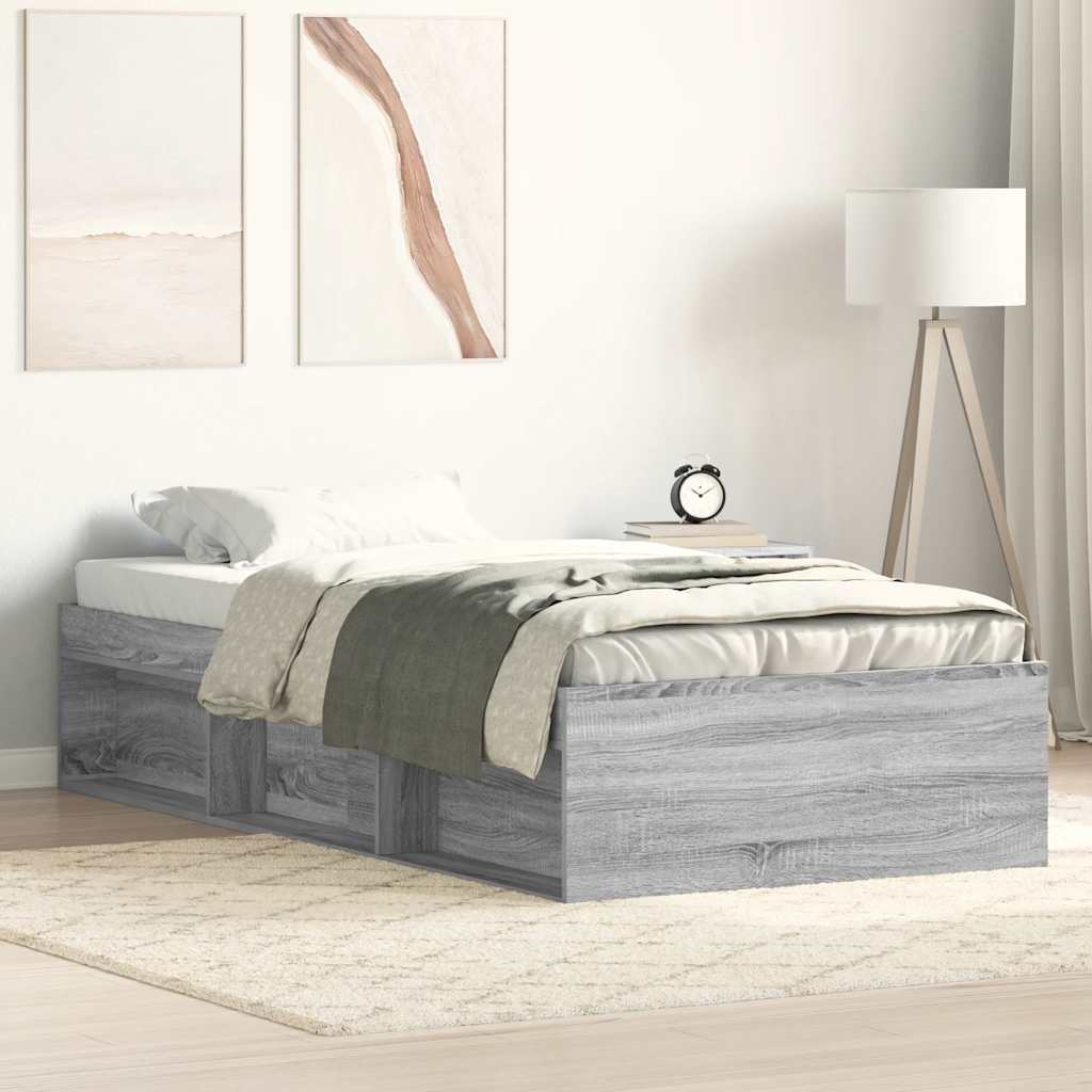vidaXL Bed Frame without Mattress Grey Sonoma 100x200 cm