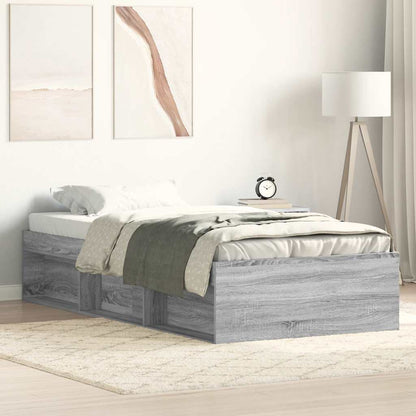 vidaXL Bed Frame without Mattress Grey Sonoma 100x200 cm